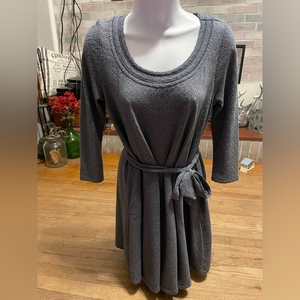 Lilka Anthropologie Women's Small Gray Henley Dress‎ With Pockets EUC